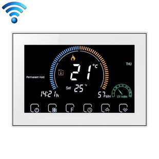 BHT-8000-GALW Control Water Heating Energy-saving and Environmentally-friendly Smart Home Negative Display LCD Screen Round Room Thermostat with WiFi(White)