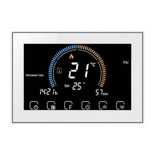 BHT-8000-GC Controlling Water/Gas Boiler Heating Energy-saving and Environmentally-friendly Smart Home Negative Display LCD Screen Round Room Thermostat without WiFi(White)