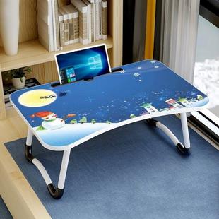 W-shaped Non-slip Legs Pattern Adjustable Folding Portable Laptop Desk with Card Slot (Snowman)
