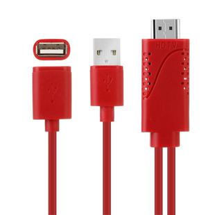 USB Male + USB 2.0 Female to HDMI Phone to HDTV Adapter Cable(Red)