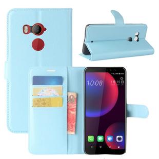 For HTC U11 EYEs Litchi Texture Horizontal Flip Leather Case with Wallet & Holder & Card Slots(Blue)