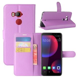 For HTC U11 EYEs Litchi Texture Horizontal Flip Leather Case with Wallet & Holder & Card Slots(Purple)