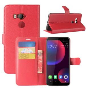 For HTC U11 EYEs Litchi Texture Horizontal Flip Leather Case with Wallet & Holder & Card Slots(Red)