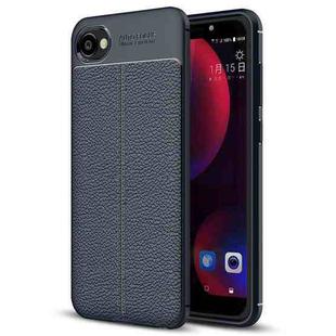 For HTC Desire 12 Litchi Texture Soft TPU Protective Back Cover Case(Navy Blue)