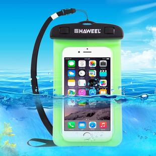 HAWEEL Transparent Universal Waterproof Bag with Lanyard for iPhone, Galaxy, Huawei, Xiaomi, LG, HTC and Other Smart Phones(Green)