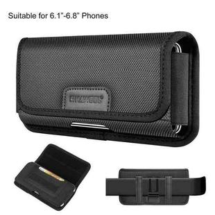 HAWEEL 6.1-6.8 inch Nylon Cloth Phone Belt Clip Horizontal Carrying Pouch with Card Slot (Black)