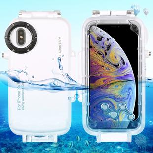 For iPhone XS Max HAWEEL 40m/130ft Waterproof Diving Case, Photo Video Taking Underwater Housing Cover(White)