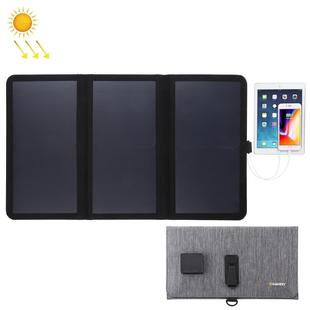 HAWEEL 21W Ultrathin 3-Fold Foldable 5V / 3A Solar Panel Charger with Dual USB Ports, Support QC3.0 and AFC(Black)
