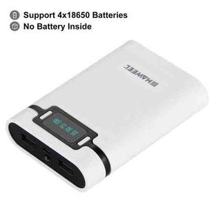 HAWEEL DIY 4 x 18650 Battery (Not Included) 10000mAh Power Bank Shell Box with 2 x USB Output & Display for iPhone, Galaxy, Sony, HTC, Google, Huawei, Xiaomi, Lenovo and other Smartphones(White)