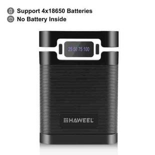 HAWEEL DIY 4x 18650 Battery (Not Included) 10000mAh Dual-way QC Charger Power Bank Shell Box with 2x USB Output & Display, Support PD / QC / SCP / FCP / AFC / PPS / PE (Black)