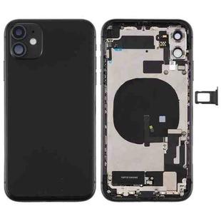 Battery Back Cover Assembly (with Side Keys & Power Button + Volume Button Flex Cable & Wireless Charging Module & Motor & Charging Port & Speaker Ringer Buzzer & Card Tray & Camera Lens Cover) for iPhone 11(Black)