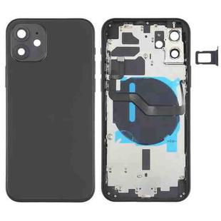 Battery Back Cover (with Side Keys & Card Tray & Power + Volume Flex Cable & Wireless Charging Module) for iPhone 12(Black)