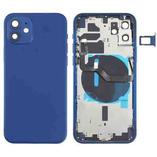 Battery Back Cover (with Side Keys & Card Tray & Power + Volume Flex Cable & Wireless Charging Module) for iPhone 12(Blue)