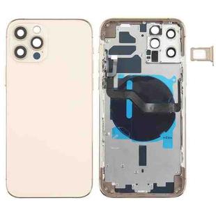 Battery Back Cover (with Side Keys & Card Tray & Power + Volume Flex Cable & Wireless Charging Module) for iPhone 12 Pro(Gold)