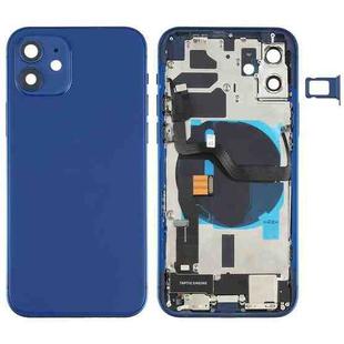 Battery Back Cover Assembly (with Side Keys & Speaker Ringer Buzzer & Motor & Camera Lens & Card Tray & Power Button + Volume Button + Charging Port & Wireless Charging Module) for iPhone 12(Blue)