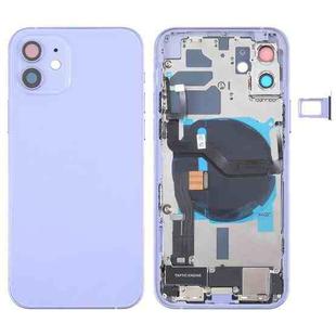 Battery Back Cover Assembly (with Side Keys & Speaker Ringer Buzzer & Motor & Camera Lens & Card Tray & Power Button + Volume Button + Charging Port & Wireless Charging Module) for iPhone 12(Purple)