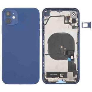 Back Housing Cover with Appearance Imitation of iP12 for iPhone XR (with SIM Card Tray & Side Keys & Power + Volume Flex Cable & Wireless Charging Module & Charging Port Flex Cable & Vibrating Motor & Loudspeaker)(Blue)