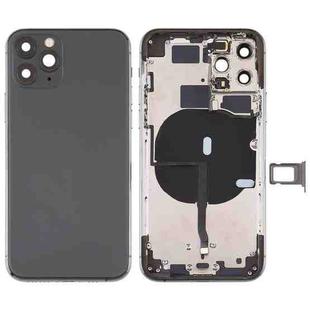 Battery Back Cover (with Side Keys & Card Tray & Power + Volume Flex Cable & Wireless Charging Module) for iPhone 11 Pro(Black)