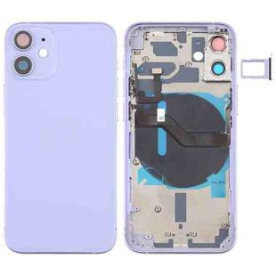 Battery Back Cover (with Side Keys & Card Tray & Power + Volume Flex Cable & Wireless Charging Module) for iPhone 12 Mini(Purple)