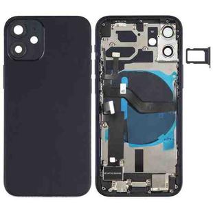 Battery Back Cover Assembly (with Side Keys & Speaker Ringer Buzzer & Motor & Camera Lens & Card Tray & Power Button + Volume Button + Charging Port & Wireless Charging Module) for iPhone 12 Mini(Black)