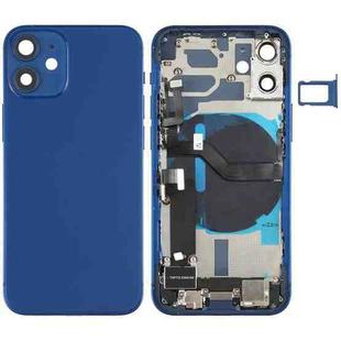Battery Back Cover Assembly (with Side Keys & Speaker Ringer Buzzer & Motor & Camera Lens & Card Tray & Power Button + Volume Button + Charging Port & Wireless Charging Module) for iPhone 12 Mini(Blue)