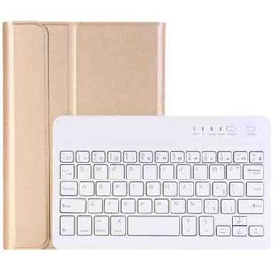 For iPad Mini 4 Ultra-thin ABS Bluetooth Keyboard Horizontal Flip Leather Tablet Case with Holder(Gold)