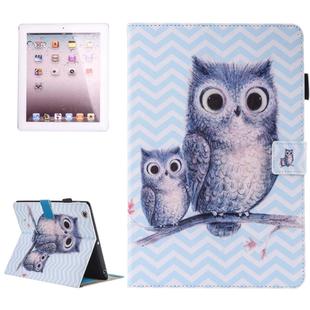 For iPad 4 / 3 / 2 Painting Wave Owl Pattern Horizontal Flip Leather Case with Holder & Wallet & Card Slots & Pen Slot