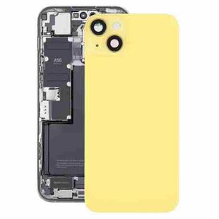 Glass Battery Back Cover with Holder for iPhone 14 Plus(Yellow)