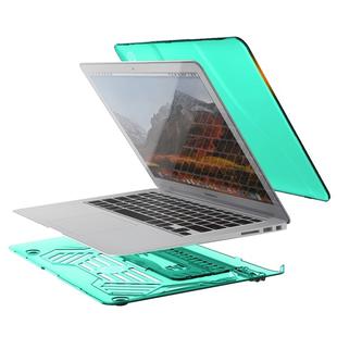 For MacBook Air 13.3 inch A1466 2012-2017 / A1369 2010-2012 Multi-function Ultra-thin Translucent Heat Dissipation Laptop PC Protective Case with Holder & Handle & Slip-resistant Feet(Green)