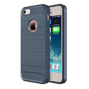 For iPhone SE & 5s & 5 Brushed Texture Fiber TPU Rugged Armor Protective Case(Dark Blue)