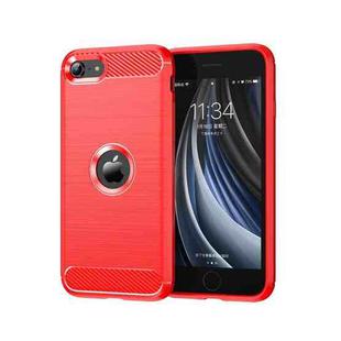 For iPhone SE & 5s & 5 Brushed Texture Fiber TPU Rugged Armor Protective Case(Red)