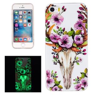 For iPhone 5 & 5s & SE Noctilucent Sika Deer Pattern IMD Workmanship Soft TPU Back Cover Case