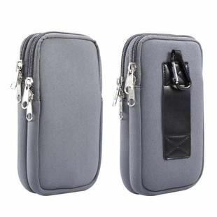 Universal Double-compartment Elastic Hanging Waist Bag for 6.9 inches and Below Smart Phones (Grey)