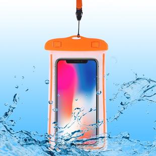 PVC Transparent Universal Luminous Waterproof Bag with Lanyard for Smart Phones below 6.0 inch (Orange)