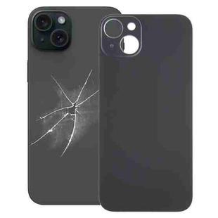 For iPhone 15 Plus Easy Replacement Big Camera Hole Glass Back Battery Cover(Black)