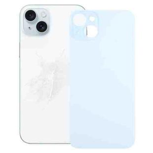 For iPhone 15 Plus Easy Replacement Big Camera Hole Glass Back Battery Cover(Blue)