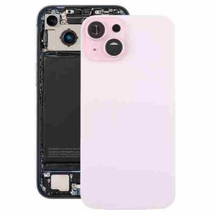 For iPhone 15 Pro Max Glass Battery Back Cover with Camera Lens Cover(Pink)