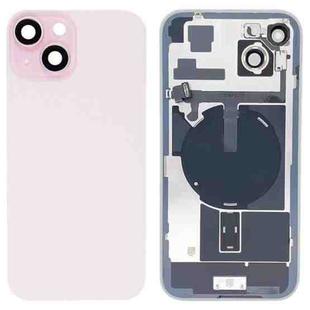 For iPhone 15 Plus Glass Battery Back Cover with Flash Bracket + Wireless Charging Module(Pink)