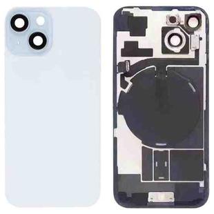 For iPhone 15 Glass Battery Back Cover with Flash Bracket + Wireless Charging Module(Blue)