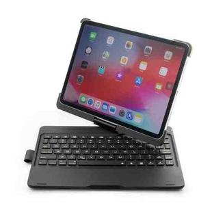 F360B 360 Degree Flip Colorful Backlight Aluminum Backplane Wireless Bluetooth Keyboard Tablet Case for iPad Pro 11 inch （2018） (Black)