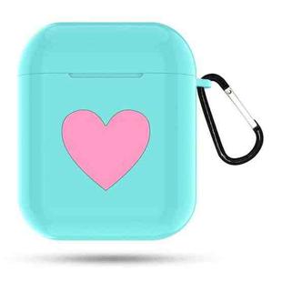Heart Pattern Apple Wireless Earphones Charging Box Dust-proof Shockproof Outdoor Protective Case for Airpods(Mint Green)