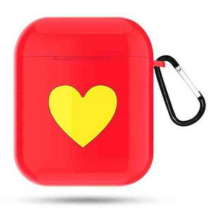 Heart Pattern Apple Wireless Earphones Charging Box Dust-proof Shockproof Outdoor Protective Case for Airpods(Red)
