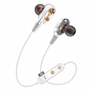MG-G23 Portable Sports Bluetooth V5.0 Bluetooth Headphones, with 4 Speakers(White)