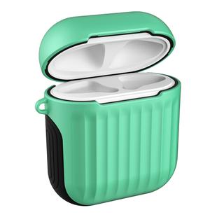 HX-0010-XLX 2 in 1 Anti-fall TPU + PC Suitcase Shape Wireless Bluetooth Earphone Protective Case for Apple AirPods 1, with Hook(Green)