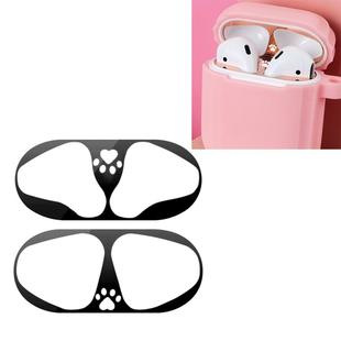 Cat Claw Pattern Metal Dustproof Protective Sticker for Apple AirPods 1/2(Black)