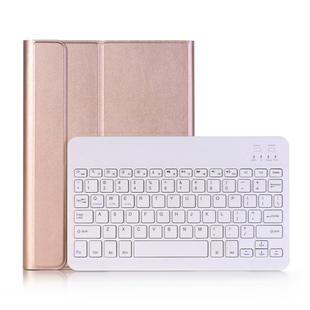 A102 For iPad 10.2 inch Ultra-thin Detachable Bluetooth Keyboard Leather Tablet Case with Stand Function(Rose Gold)