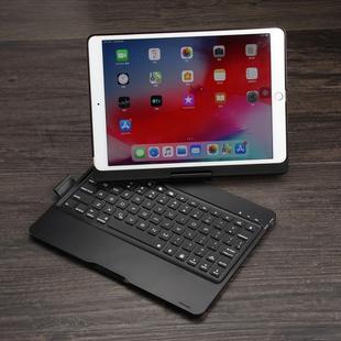 F102AS For iPad 10.2 inch Colorful Backlit Rotatable Bluetooth Keyboard Leather Tablet Case with Pen Slot Function(Black)