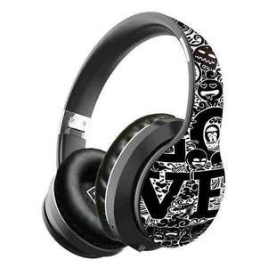 B1 Graffiti Pattern Wireless Bluetooth V5.0 Headset (Black Silver)