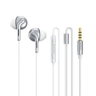 REMAX RM-595 3.5mm Gold Pin In-Ear Stereo Double-action Metal Music Earphone with Wire Control + MIC, Support Hands-free (White)