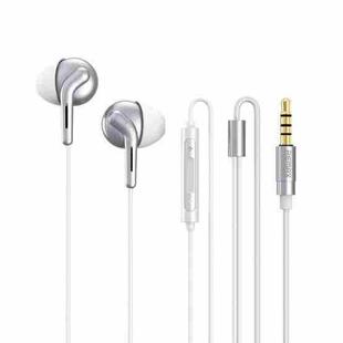 REMAX RM-595 3.5mm Gold Pin In-Ear Stereo Double-action Metal Music Earphone with Wire Control + MIC, Support Hands-free (White)